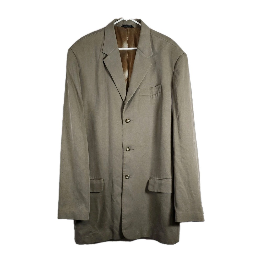 Axis 3XT Green 100% Silk Men's Jacket Blazer Lined Pocket Long Sleeve Lined EUC